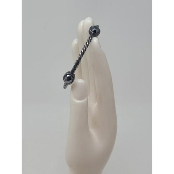 David Yurman Sterling Silver Hematite station cable classic bracelet - Picture 8 of 10